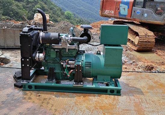 Diesel generator placed on the ground at the construction site