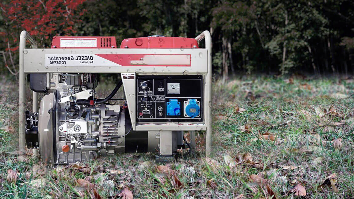 Diesel generators displayed on the lawn