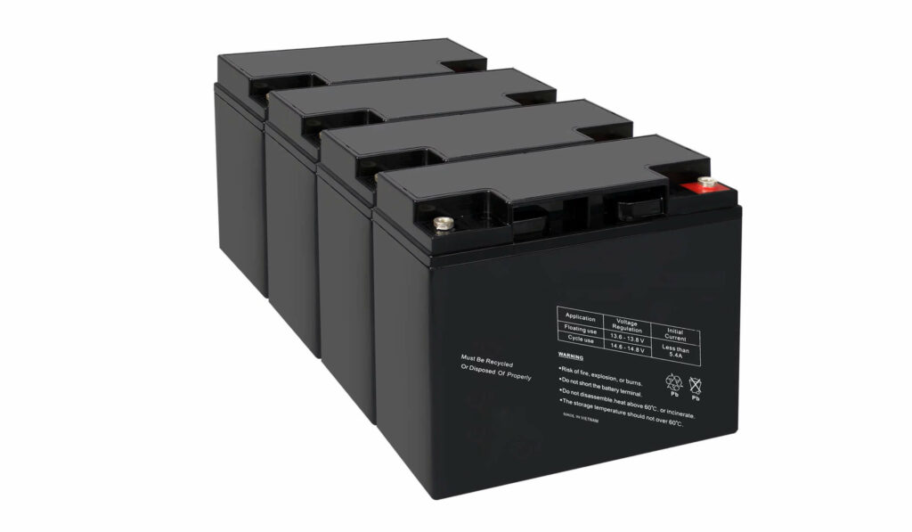 bison generator batteries displayed in four arrangements