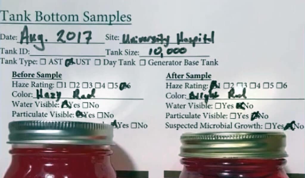 tank bottom samples