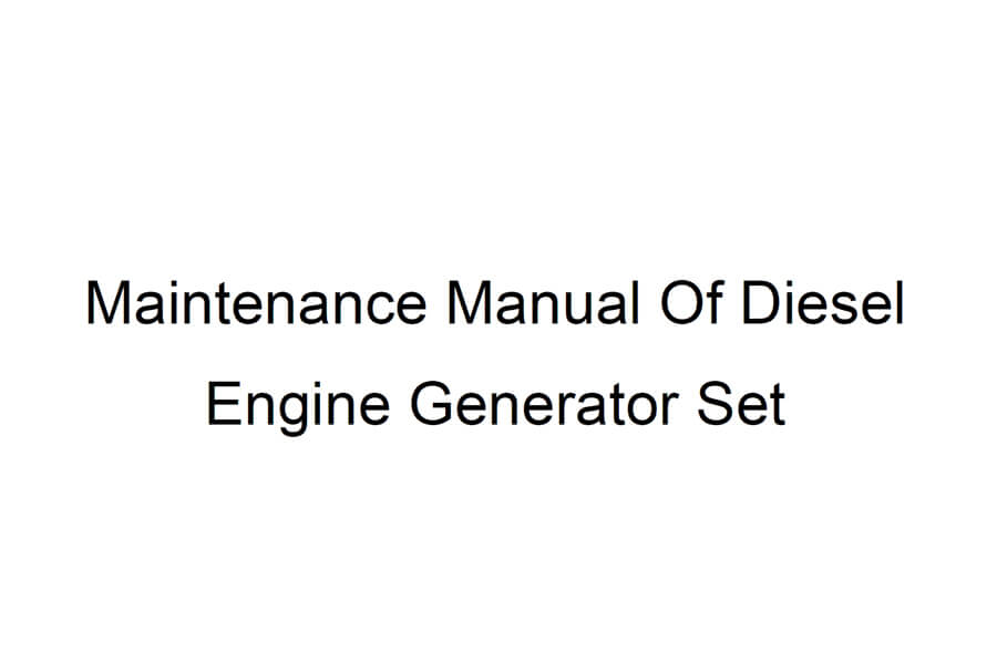 maintenance manual
